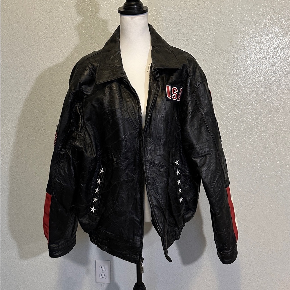 Legacy Americana Leather Patchwork Jacket USA Eag… - image 3
